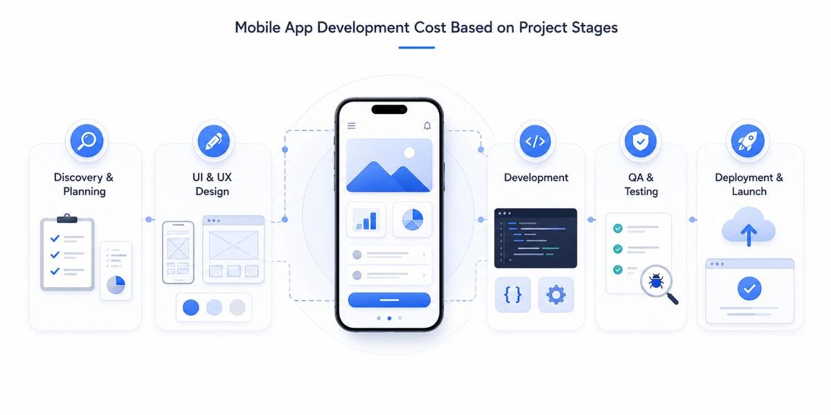 an image showing the mobile app development cost based on project stages